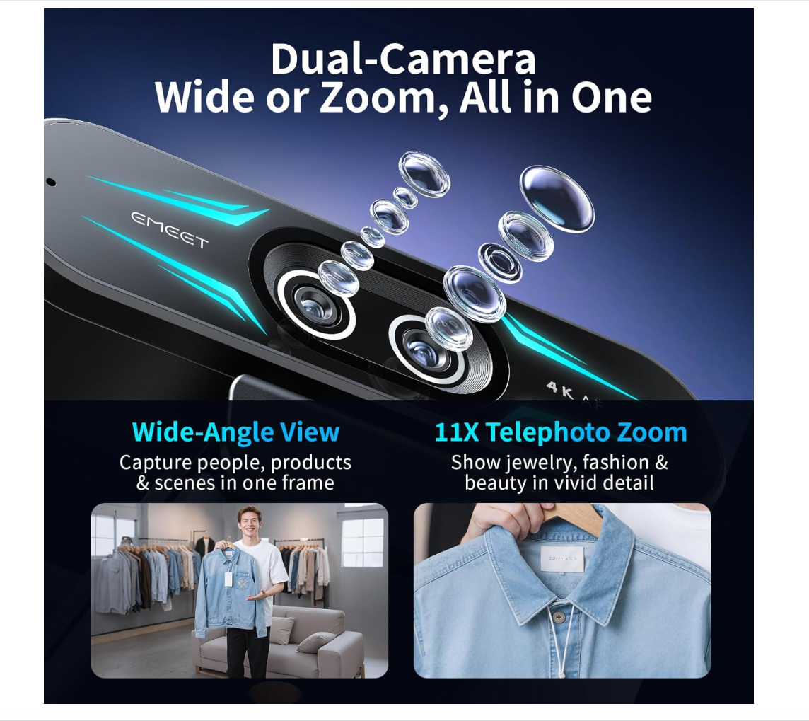 EMEET C60E Dual-Camera 4K Webcam